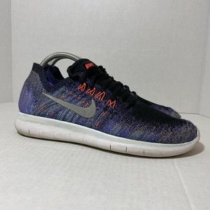 Nike Free Rn Shoes Womens Size 8.5 Purple Black Flyknit Running Sneakers
